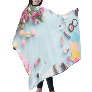 Personality  Flowers With Sunglasses And Cosmetics With Macaroons Hair Cutting Cape