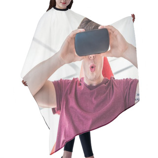 Personality  Man In Virtual Reality Headset Hair Cutting Cape