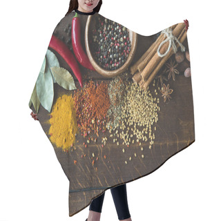 Personality  Pepper In Bowl With Scattered Herbs And Spices Hair Cutting Cape