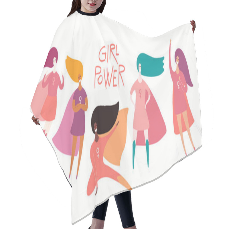 Personality  Happy Women Day Card With Quote And Diverse Superhero Women, Vector Illustration, Concept Of Feminism  Hair Cutting Cape