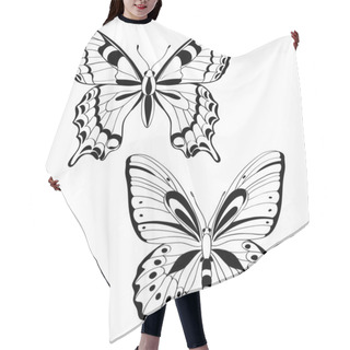 Personality  Vector Butterflies In Black And White - Vector Illustration Hair Cutting Cape