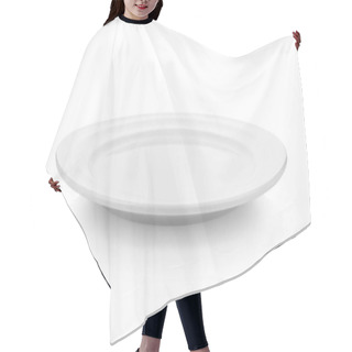 Personality  Empty White Plate Isolated On White Background Hair Cutting Cape