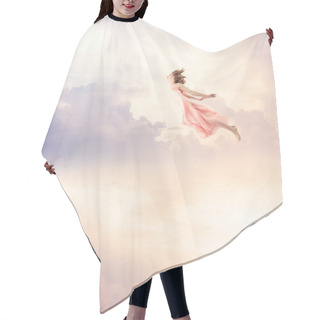 Personality  Girl In A Pink Dress Flying In The Sky Hair Cutting Cape