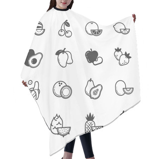 Personality  Set Of Fruits And Vegetables Icons Hair Cutting Cape