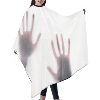 Personality  Blurry Silhouette Of Human Hands Touching Frosted Glass Hair Cutting Cape