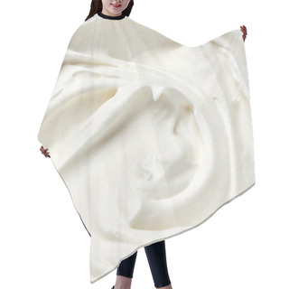 Personality  Close Up Of  A White Whipped Or Sour Cream On White Background Hair Cutting Cape