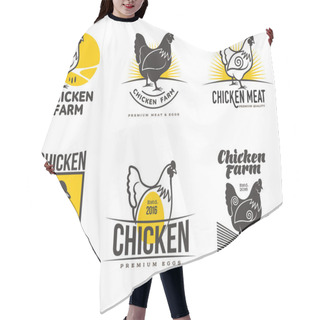 Personality  Set Of Logos With Chicken Hair Cutting Cape