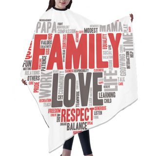 Personality  Word Cloud - Family Values, Love - Heart Shape Hair Cutting Cape