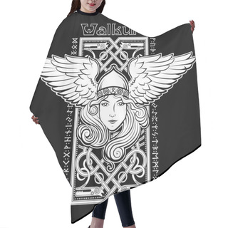 Personality  Viking Design. Valkyrie In A Winged Helmet. Image Of Valkyrie, A Woman Warrior From Scandinavian Mythology Hair Cutting Cape