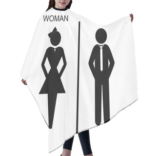 Personality  Vector Man And Woman Icons, Toilet Sign, Restroom Icon, Minimal Style, Pictogram Hair Cutting Cape