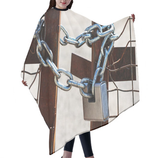 Personality  Padlock And Chain On A Gate Hair Cutting Cape