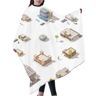 Personality  Vector Isometric Buildings Set Hair Cutting Cape