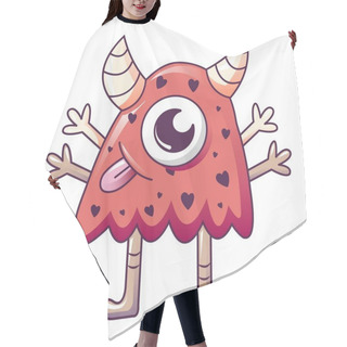 Personality  Red One Eye Monster Icon, Cartoon Style Hair Cutting Cape