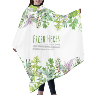 Personality  Seamless Borders With Watercolor Kitchen Herbs And Plants Hair Cutting Cape