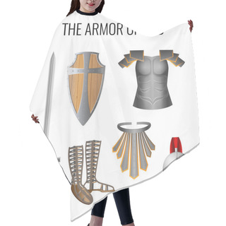 Personality  Armor Of God Elements Set Isolated On White. Vector Hair Cutting Cape