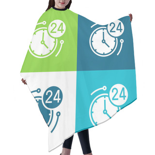 Personality  24 Hours Flat Four Color Minimal Icon Set Hair Cutting Cape