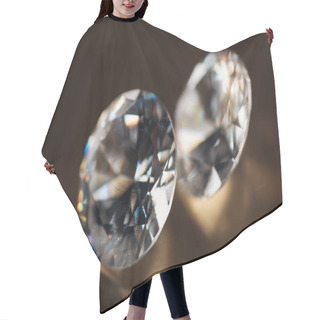 Personality  Close Up Of Big Transparent Diamonds On Golden Dark Background  Hair Cutting Cape