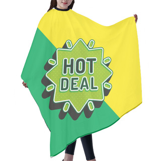 Personality  Bargains Green And Yellow Modern 3d Vector Icon Logo Hair Cutting Cape
