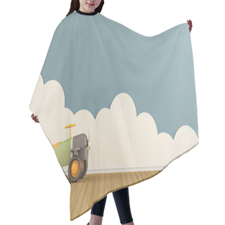 Personality  Empty Playroom With Toy Plane Hair Cutting Cape