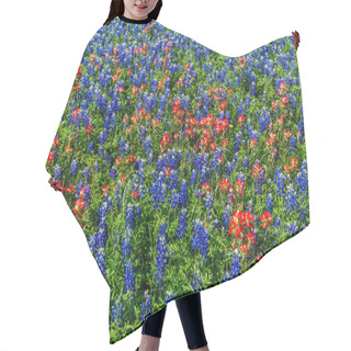 Personality  A Wide Angle View Of A Beautiful Texas Field Blanketed With Texas Wildflowers. Hair Cutting Cape