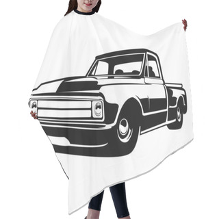 Personality  Classic Truck C10 Silhouette Performing From The Side Isolated On White Background. Best For Badges, Logos, Emblems, Icons, And For The Trucking Industry. Hair Cutting Cape