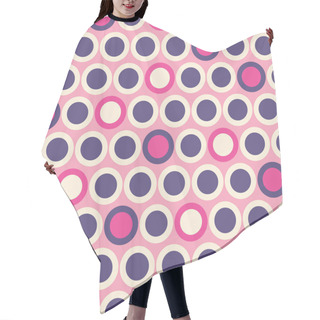 Personality  Retro Mod Vector Seamless Polka Dot Pattern In Purple, Cream On Pink Background. Stylish Graphic Abstratc Print Hair Cutting Cape