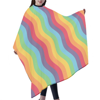 Personality  Retro 1970s Colorful Rainbow Wavy Lines Pattern Hair Cutting Cape
