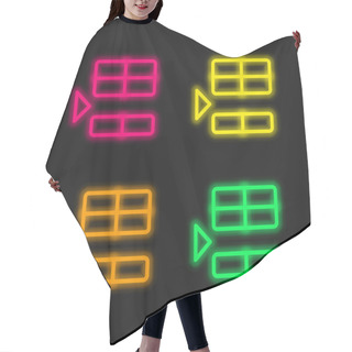 Personality  Below Four Color Glowing Neon Vector Icon Hair Cutting Cape