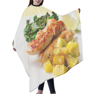 Personality  Roasted Chicken Breast With Saute Kale And Squash Vegetables Hair Cutting Cape