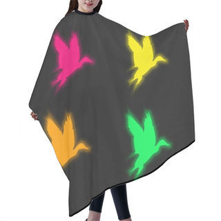 Personality  Bird Waterfowl Shape Four Color Glowing Neon Vector Icon Hair Cutting Cape