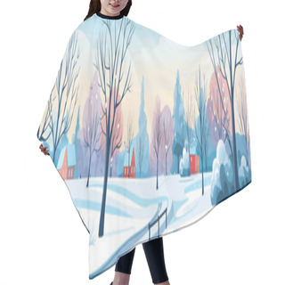 Personality  Winter Snowscape In City Park Vector Simple 3d Isolated Illustration Hair Cutting Cape