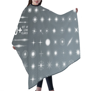 Personality  Large Set Of Realistic Lens Flares Star Lights And Glow White Elements On Transparent Background. Vector Illustration Hair Cutting Cape