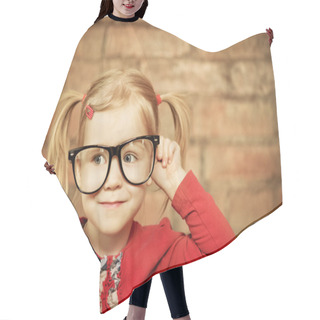 Personality  Funny Little Girl With Glasses Hair Cutting Cape