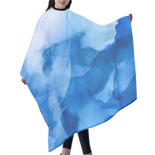 Personality  Blue And Light Blue Splashes Of Alcohol Ink As Abstract Background Hair Cutting Cape