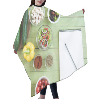 Personality  Fresh Raw Vegetables And Notebook  Hair Cutting Cape