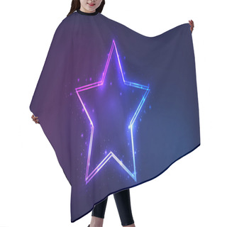 Personality  Neon Double Star Frame With Shining Effects And Sparkles On Dark Background. Empty Glowing Techno Backdrop. Vector Illustration Hair Cutting Cape