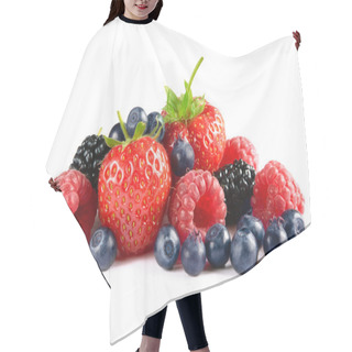 Personality  Big Pile Of Fresh Berries On White Background Hair Cutting Cape