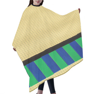 Personality  Top View Of Blue And Green Blocks Line On Beige Textured Surface With Copy Space Hair Cutting Cape