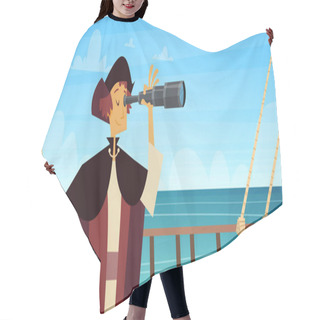 Personality  Man On Ship With Spyglass Happy Columbus Day National Usa Holiday Concept Hair Cutting Cape