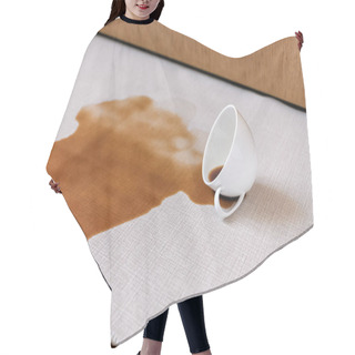 Personality  Spilled Coffee On A White Carpet. The Concept Of Cleaning Stains. High Quality Photo Hair Cutting Cape