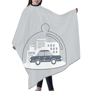 Personality  Car Insurance Concept. Hair Cutting Cape