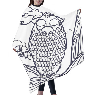 Personality  Owl Sitting On A Tree Branch, In Front Of The Moon Hair Cutting Cape