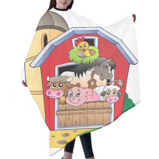 Personality  Barn With Various Farm Animals Hair Cutting Cape