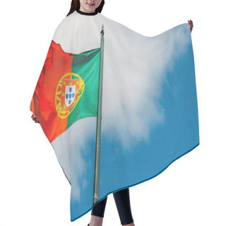 Personality  Beautiful Large Portuguese Flag Waving In The Wind Against A Blue Background In Lisbon, Portugal Hair Cutting Cape