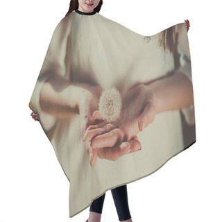 Personality  Girl's Hands Holding A Dandelion Hair Cutting Cape