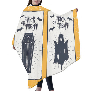 Personality  Halloween Card With Coffin, Ghost, And Bats Hair Cutting Cape