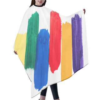 Personality  Top View Of Abstract Colorful Paint Brushstrokes On White Background Hair Cutting Cape