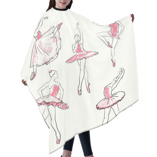 Personality  Vector Sketch Of Girls Ballerinas Set Hair Cutting Cape