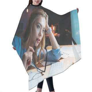 Personality  Tired Businesswoman In Office Hair Cutting Cape