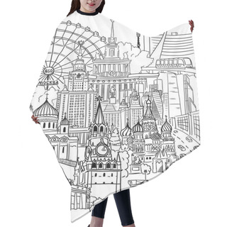 Personality  Sketch Of The Main Attractions Of Moscow In One Collage. Hair Cutting Cape